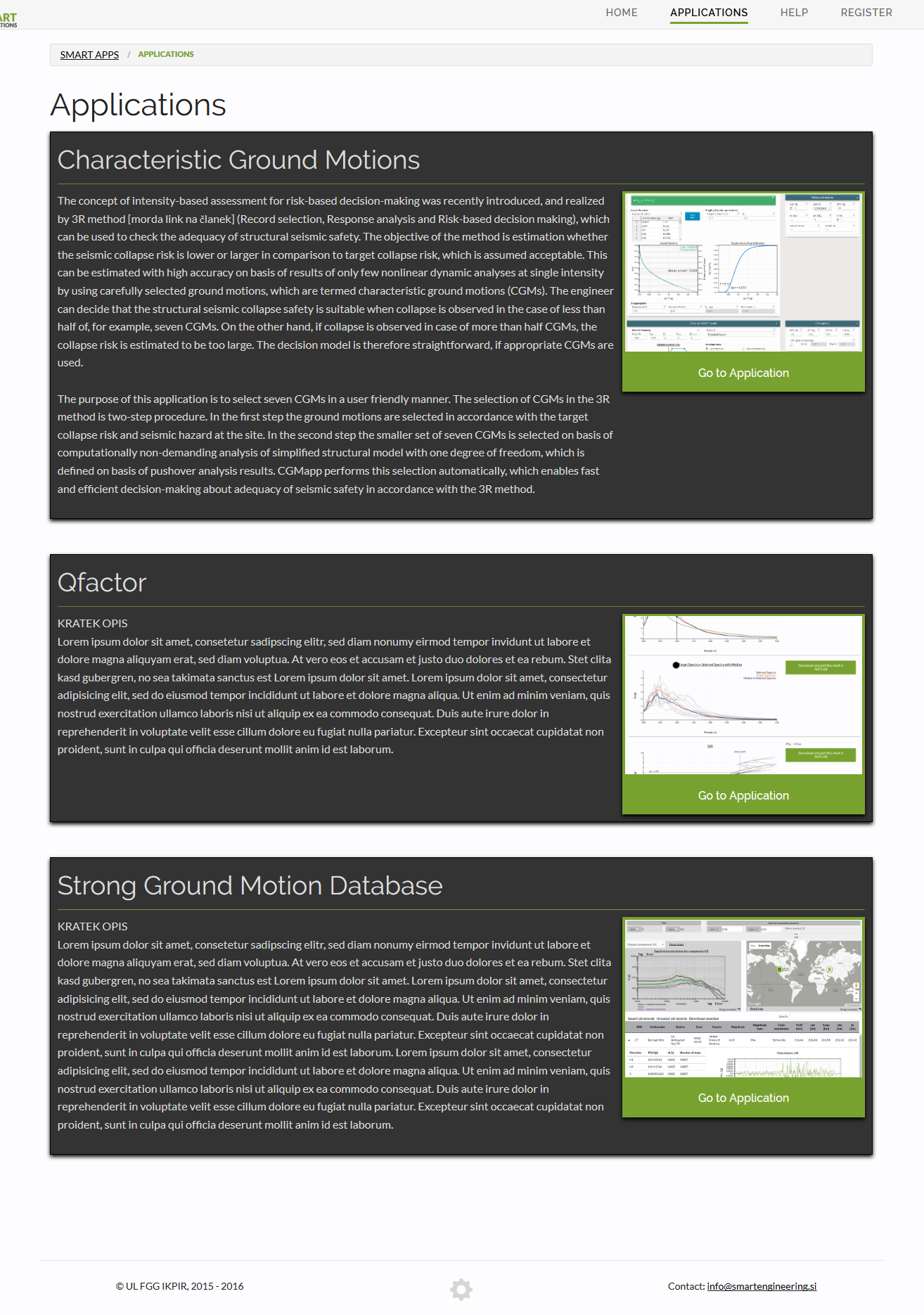 SMART applications homepage